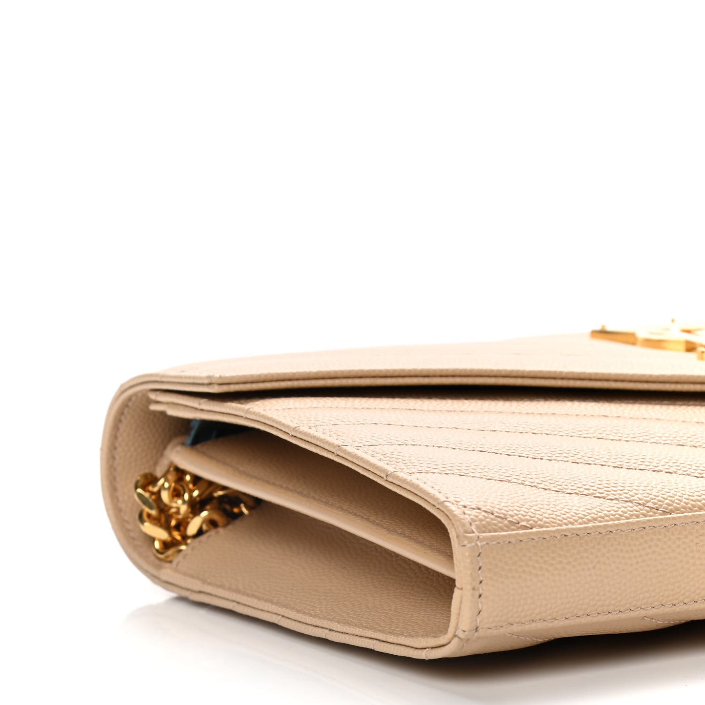 Grain De Poudre Matelasse Chevron Monogram Chain Wallet Nude Powder