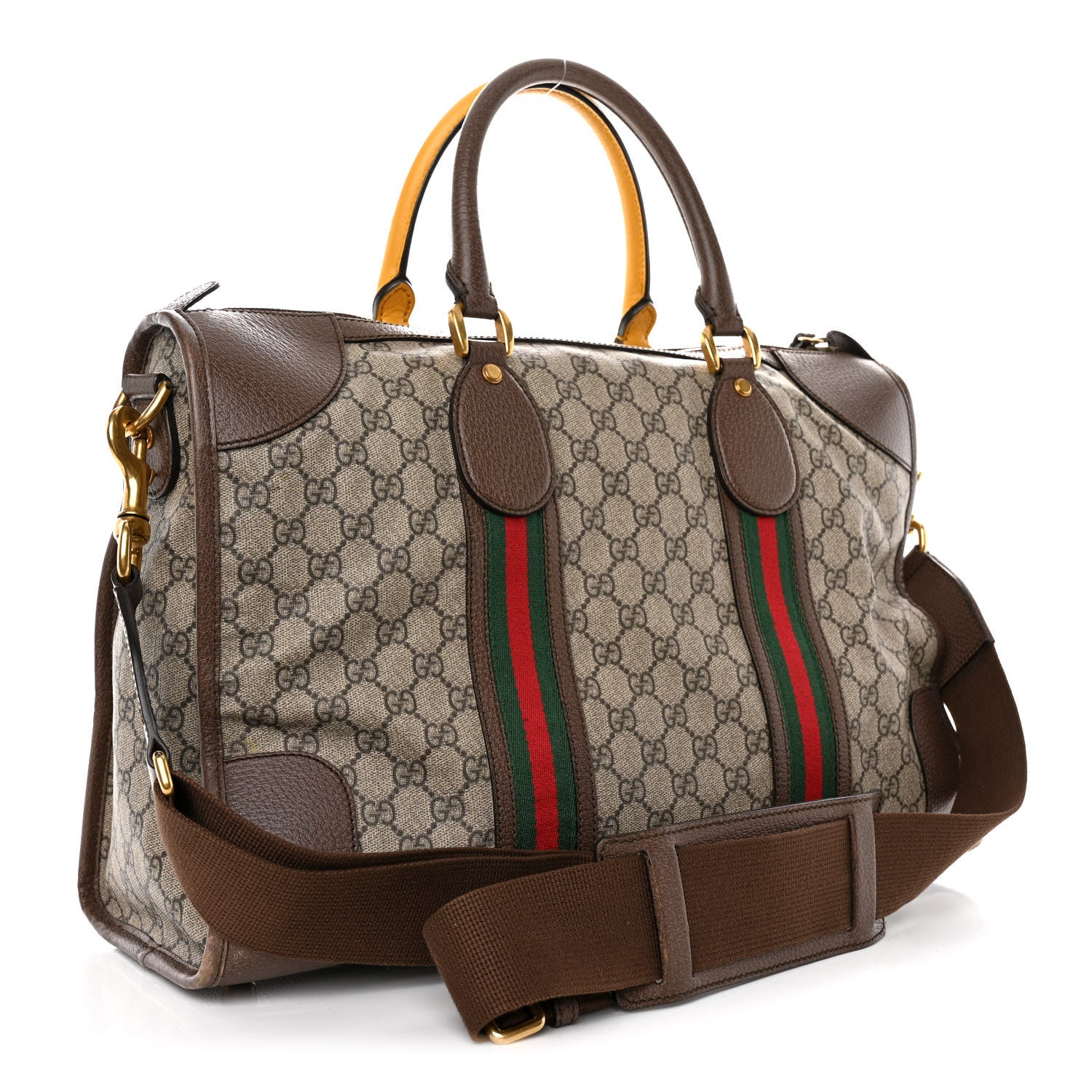 Gucci Soft GG Supreme Monogram Web Large Duffle Bag Beige New Acero Crop 3 of 10
