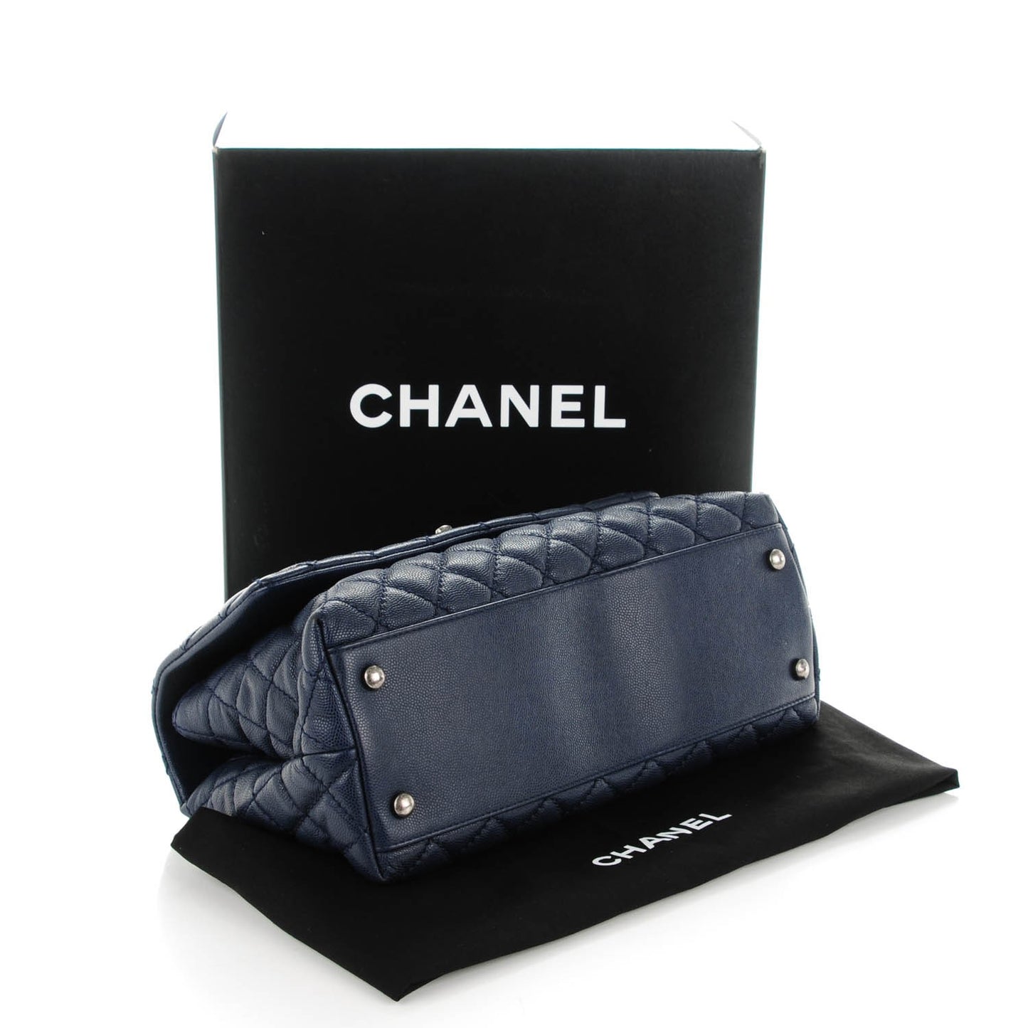 Caviar Quilted Small Coco Handle Flap Navy