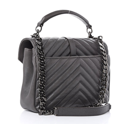 Saint Laurent Sheepskin Matelasse Chevron Monogram Medium College Bag Light Coal 3 of 13