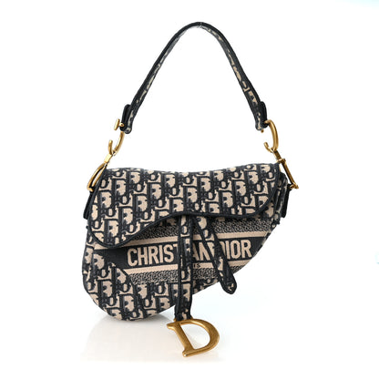 Christian Dior Oblique Embroidered Saddle Bag Blue 1 of 10