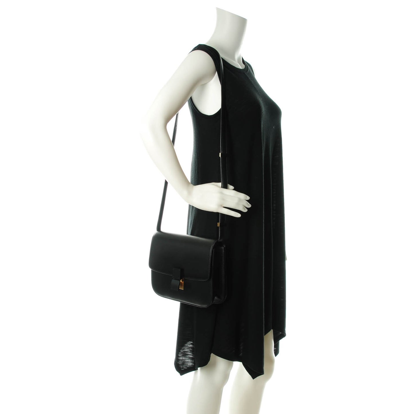 Box Calfskin Medium Classic Box Flap Bag Black