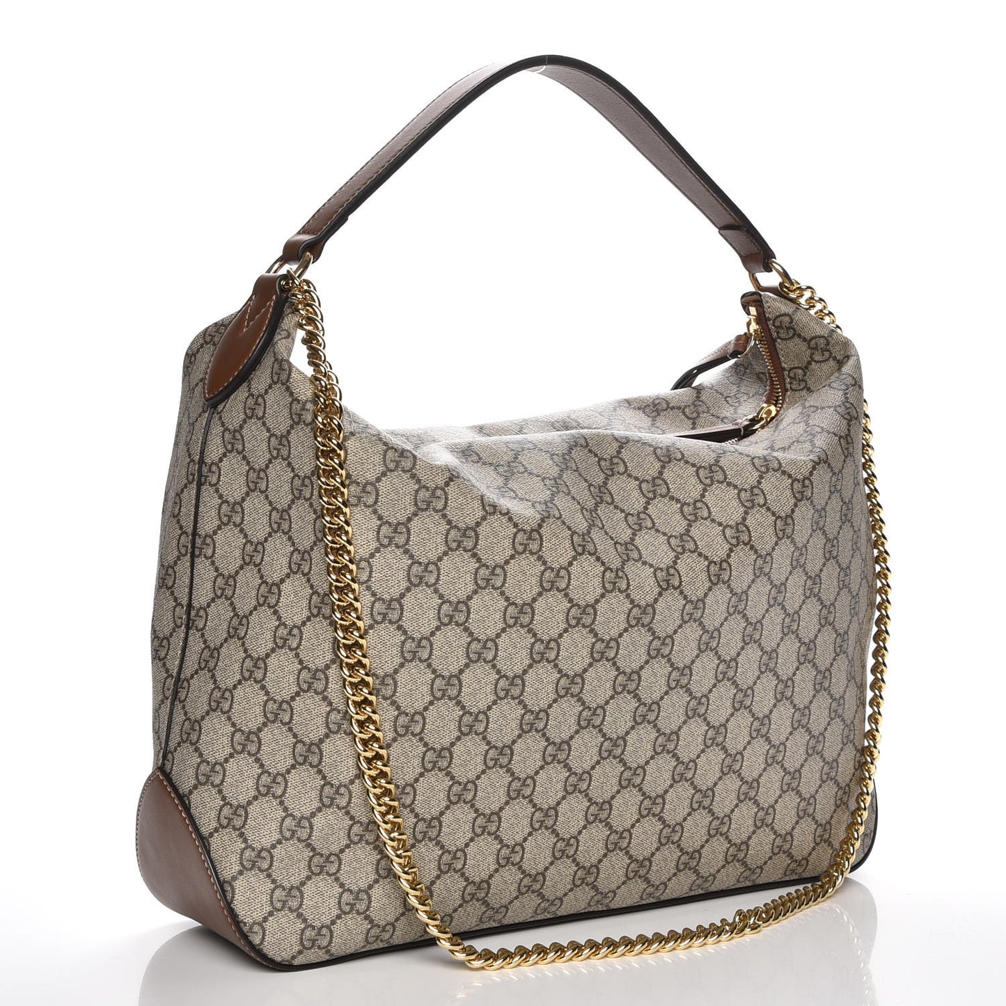 GG Supreme Monogram Large Linea A Hobo Light Brown