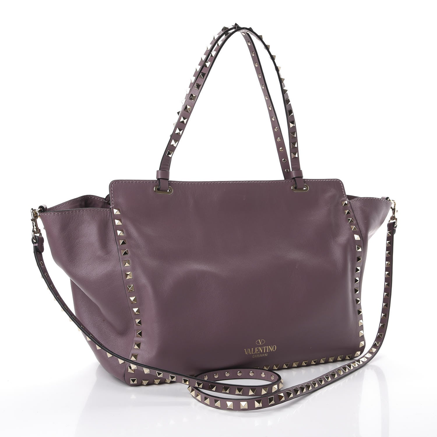 Valentino Garavani Vitello Medium Rockstud Tote Dark Mauve 2 of 11