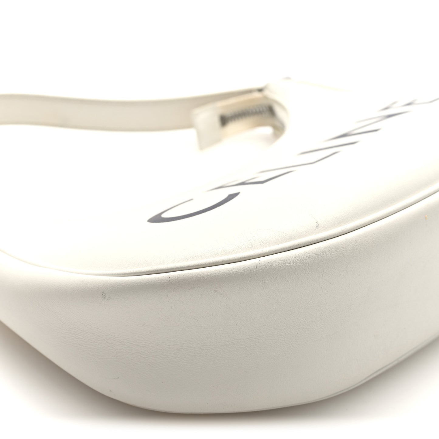 Smooth Calfskin Ava Logo Shoulder Bag White