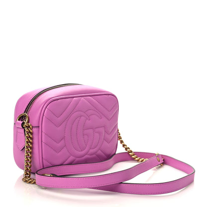 Gucci Calfskin Matelasse Mini GG Marmont Chain Shoulder Bag Candy Mousse 3 of 8