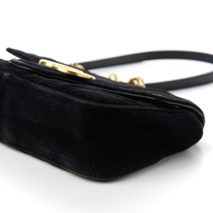 Gucci Velvet Matelasse Mini GG Marmont Shoulder Bag Black 7 of 11