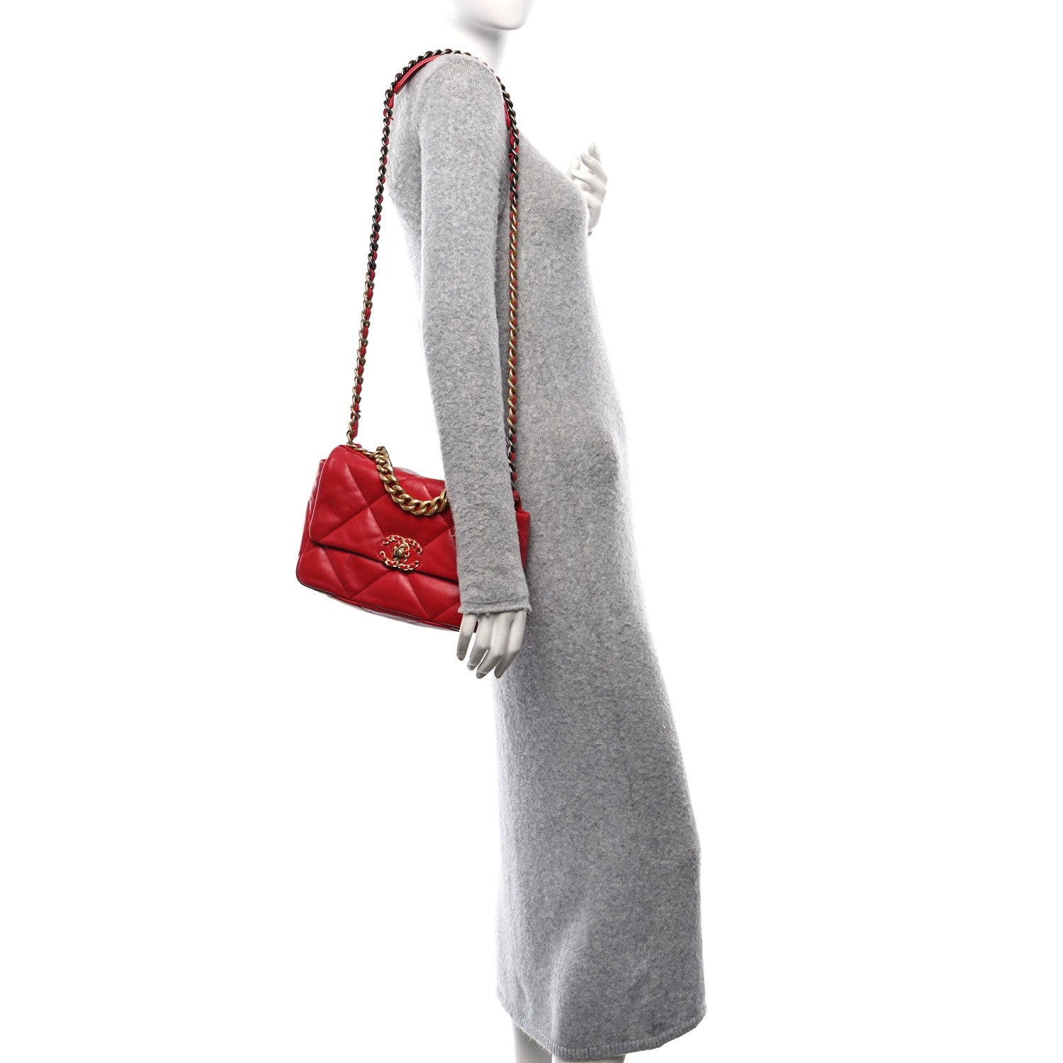 Chanel Lambskin Quilted Medium Chanel 19 Flap Red 2 of 10