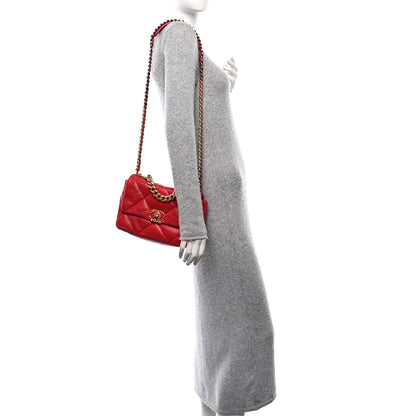 Chanel Lambskin Quilted Medium Chanel 19 Flap Red 2 of 10
