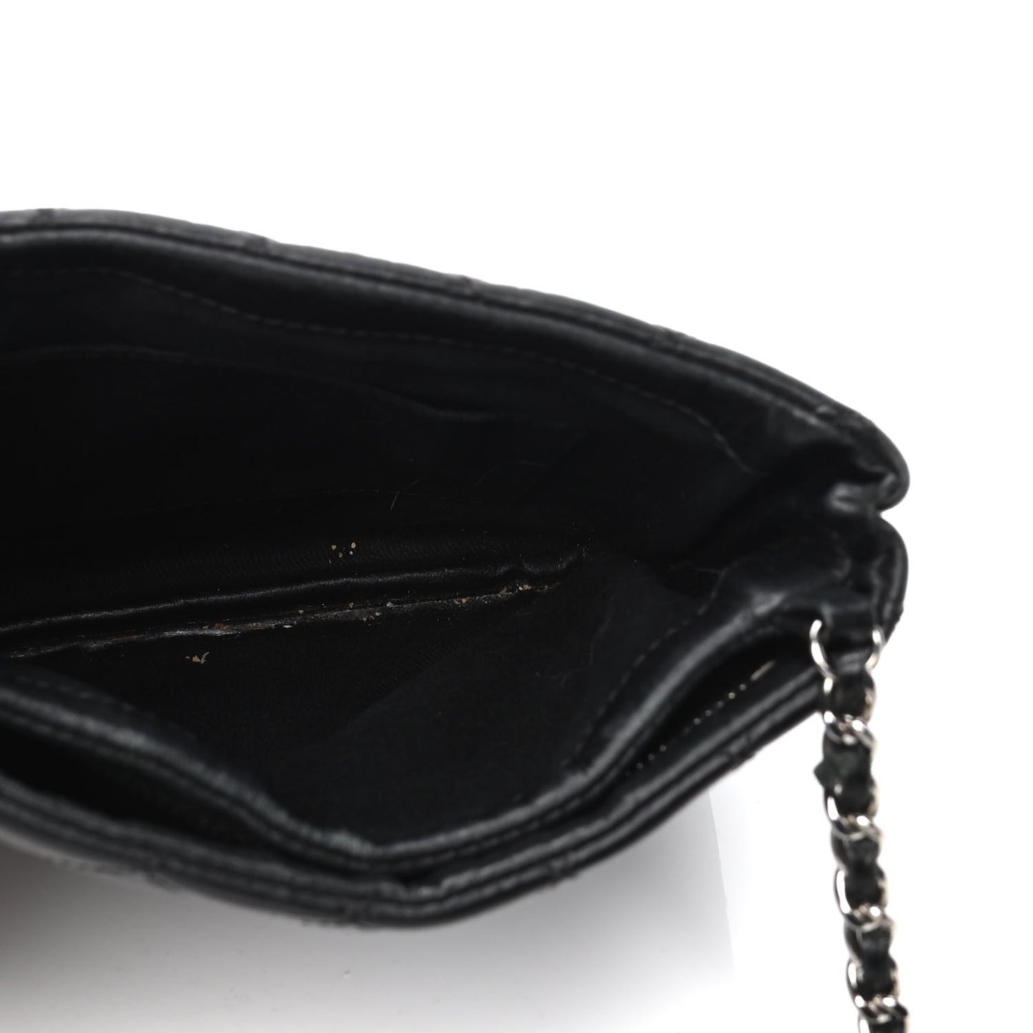Aged Calfskin Quilted Crossbody Bag Black