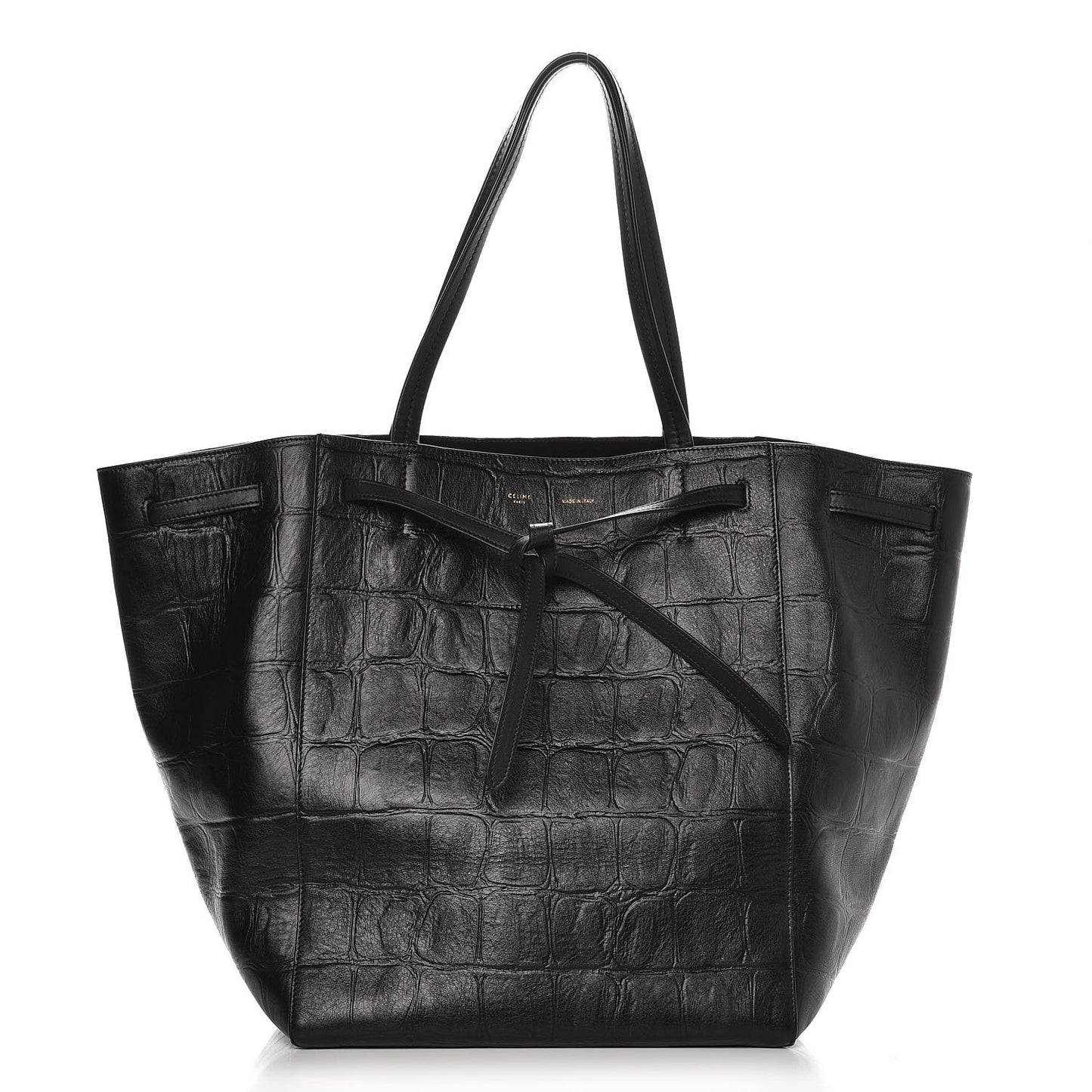 Crocodile Embossed Calfskin Medium Belt Cabas Phantom Black