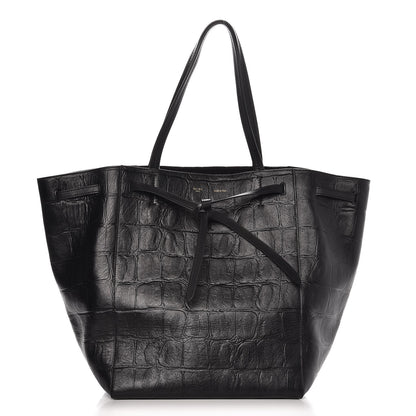 Celine Crocodile Embossed Calfskin Medium Belt Cabas Phantom Black 1 of 7