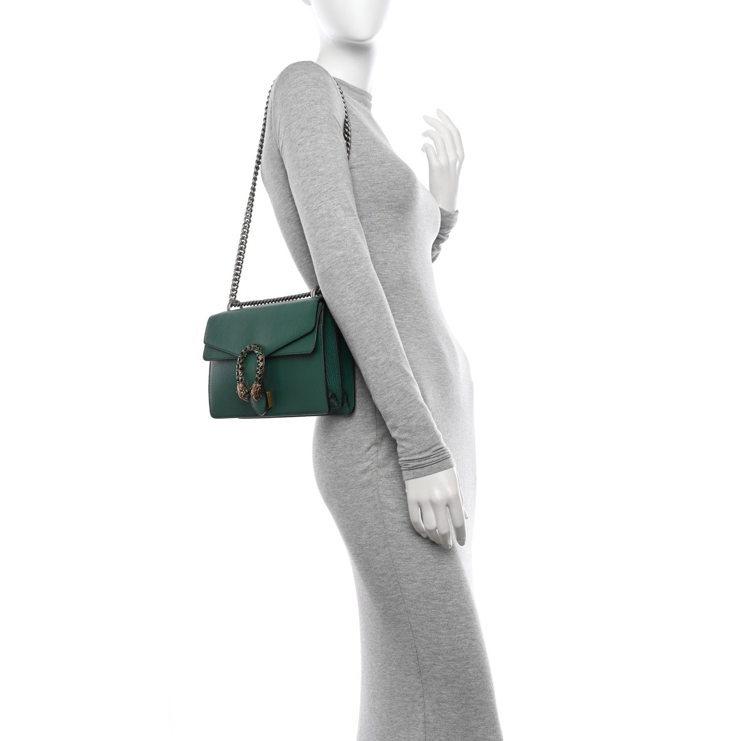 Gucci Pebbled Calfskin Small Dionysus Shoulder Bag Emerald 2 of 10
