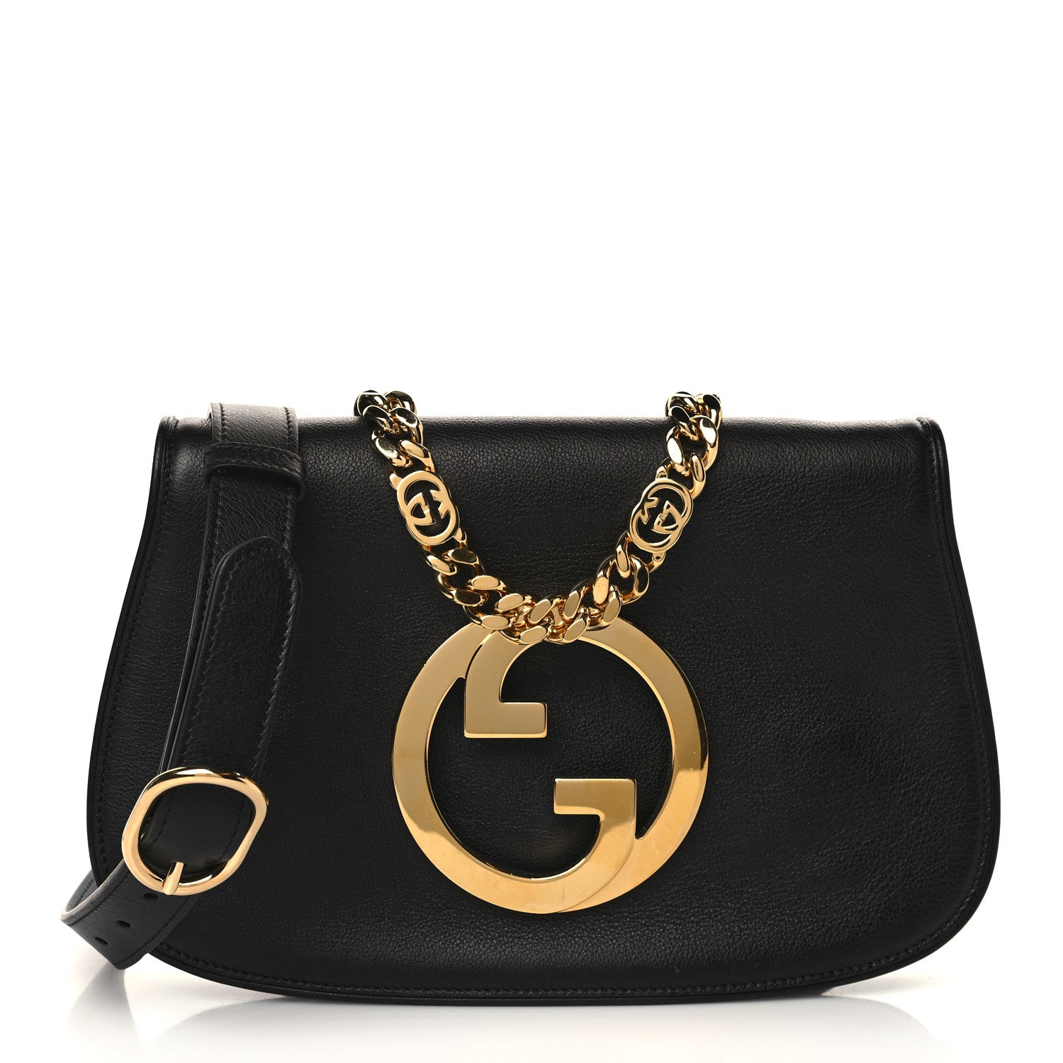 Gucci Roxy Calfskin Blondie Chain Shoulder Flap Bag Black 1 of 6