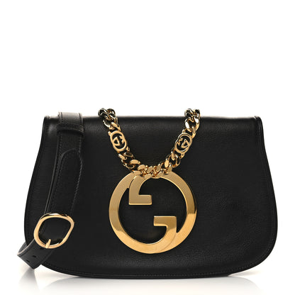 Gucci Roxy Calfskin Blondie Chain Shoulder Flap Bag Black 1 of 6