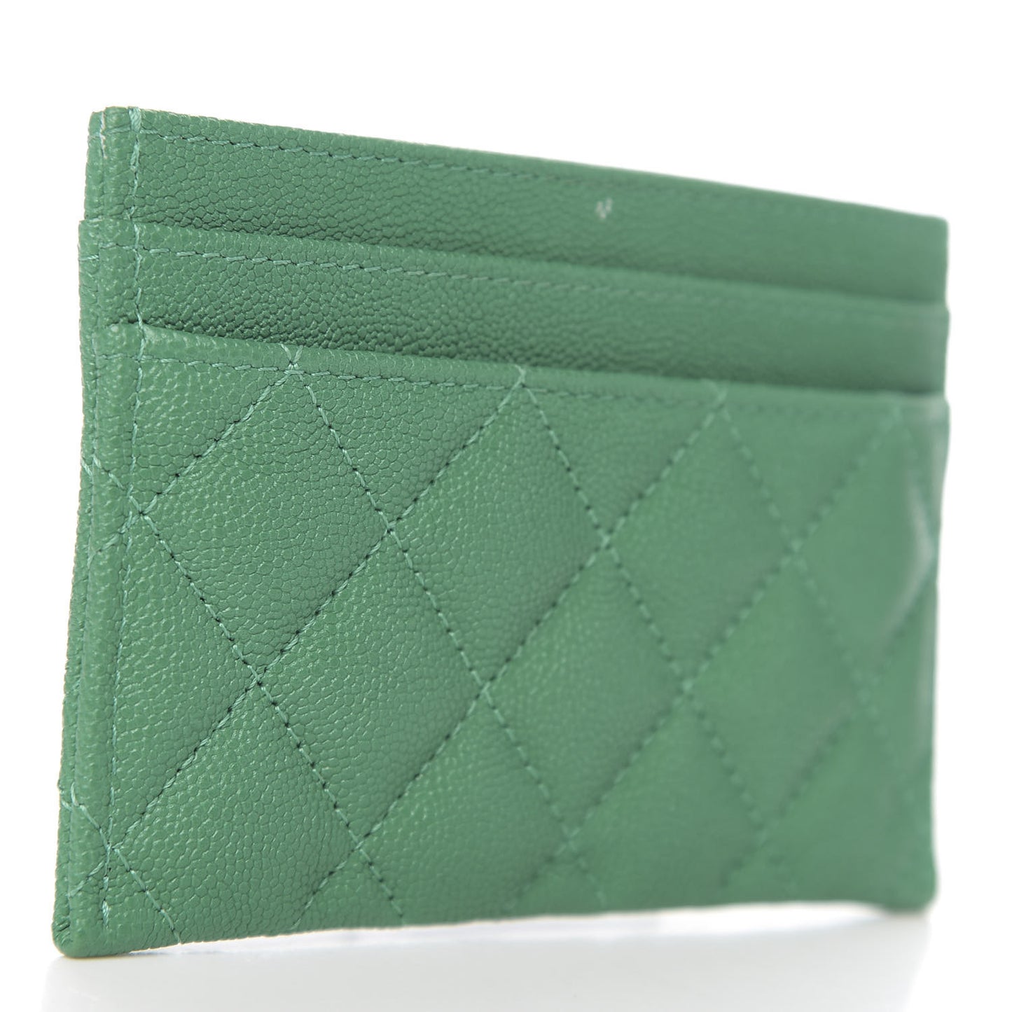 Caviar Quilted Boy Card Holder Green