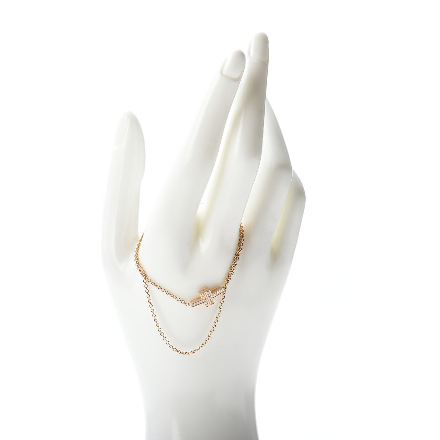 18K Rose Gold Diamond T Double Chain Bracelet