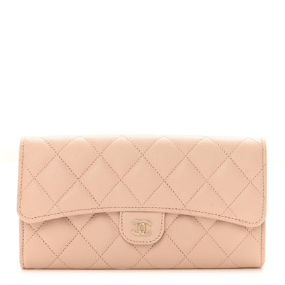Chanel Caviar Quilted Large Gusset Flap Wallet Beige 1 of 8