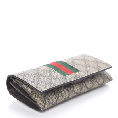 Gucci GG Supreme Monogram Selleria Calfskin Web New Web Continental Wallet Beige Ebony Cocoa 4 of 6