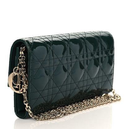 Christian Dior Patent Cannage Rendez-vous Chain Wallet Dark Green 3 of 10