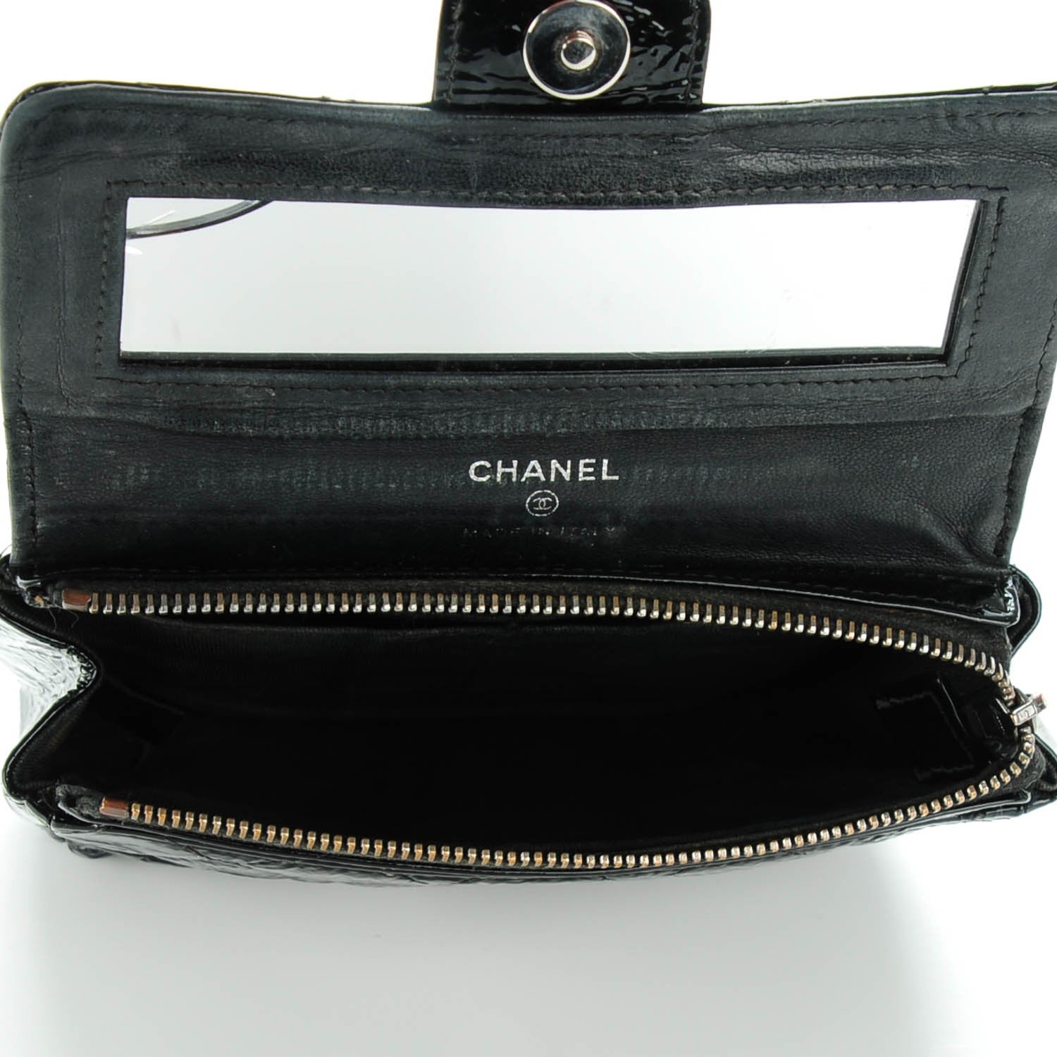 Chanel Distressed Patent Quilted Flap Cosmetic Case Black 5 of 8