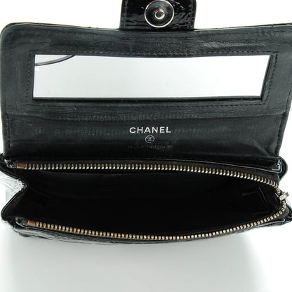 Chanel Distressed Patent Quilted Flap Cosmetic Case Black 5 of 8