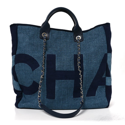 Chanel Canvas Large Shopping Tote Dark Blue 1 of 10