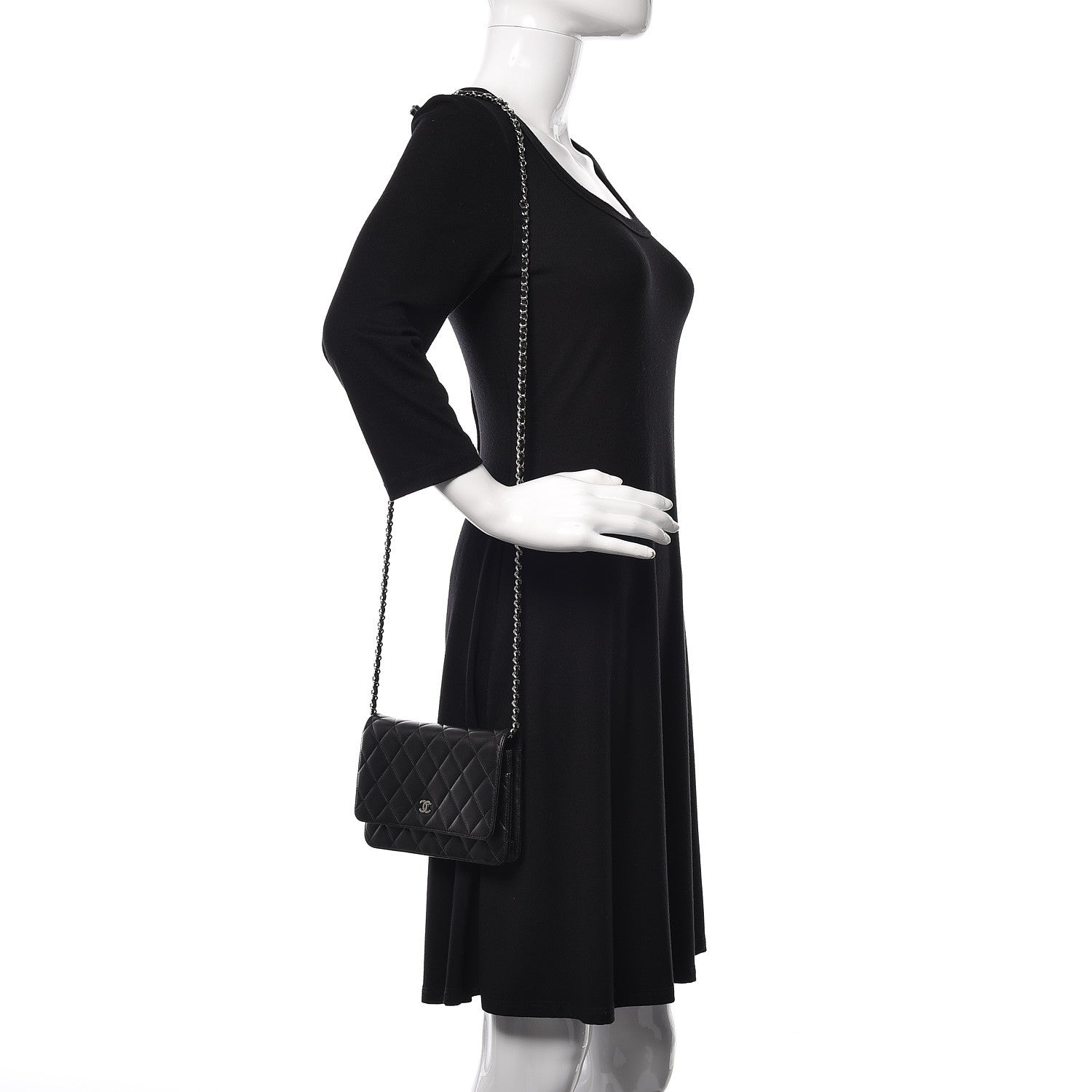 Chanel Lambskin Quilted Wallet On Chain WOC Black 2 of 11