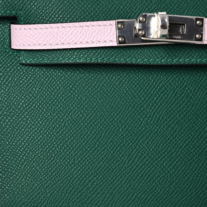 Hermes Epsom Tri-Color Mini Kelly Sellier 20 Vert Moyen Mauve Pale Ardoise 8 of 12