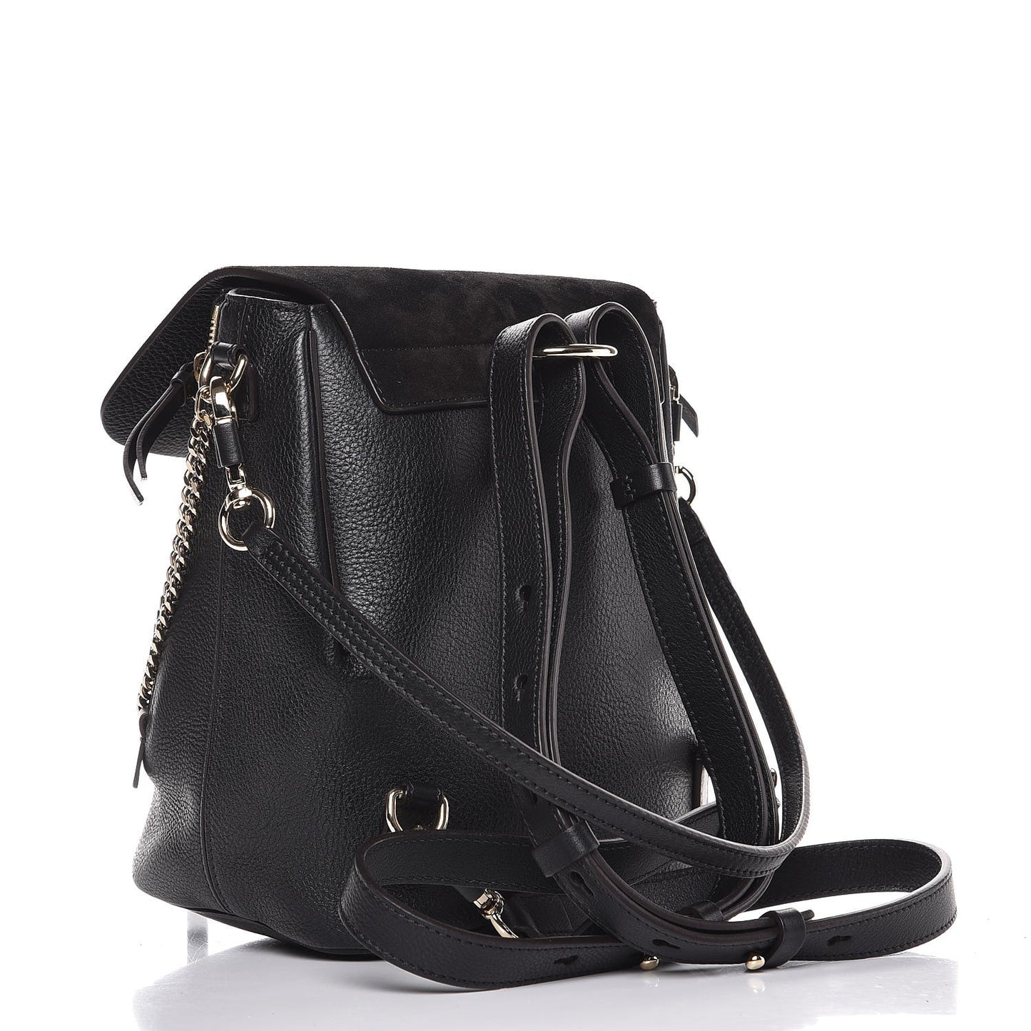 Suede Calfskin Small Faye Backpack Black