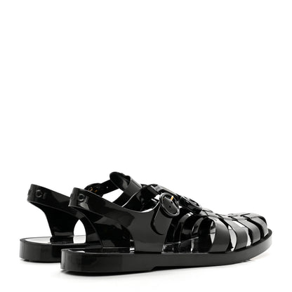 Gucci Shiny Rubber Womens Double G Buckle Strap Sandals 40 Black 10 Black 4 of 8