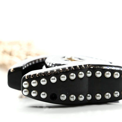 Chanel Crystal Pearl CC Chain Lock Choker Necklace Black Gold 5 of 5