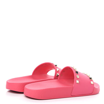 Valentino Garavani Rubber Rockstud Slide Sandals 36 Shadow Pink 4 of 8