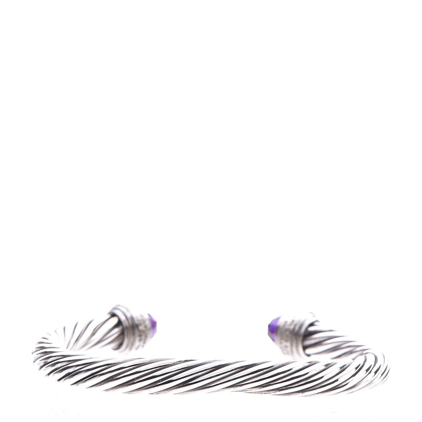 Sterling Silver 14K Yellow Gold Amethyst 7mm Cable Classics Bracelet