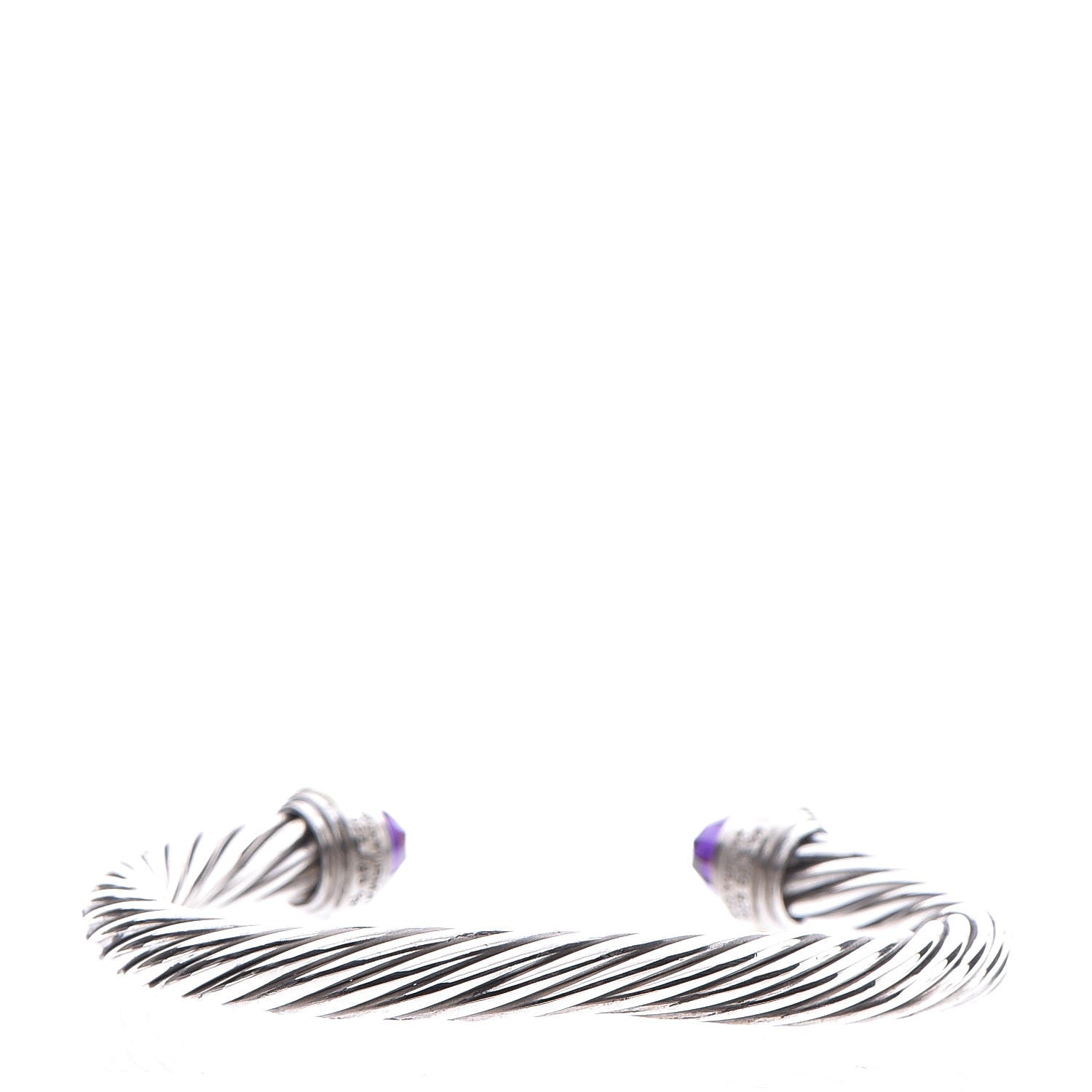 David Yurman Sterling Silver 14K Yellow Gold Amethyst 7mm Cable Classics Bracelet 3 of 5
