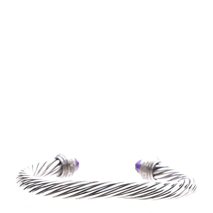 David Yurman Sterling Silver 14K Yellow Gold Amethyst 7mm Cable Classics Bracelet 3 of 5
