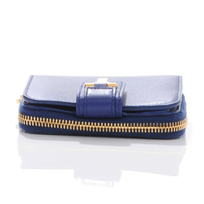 Saint Laurent Leather Y Line ChYc Compact Wallet Blue 3 of 9