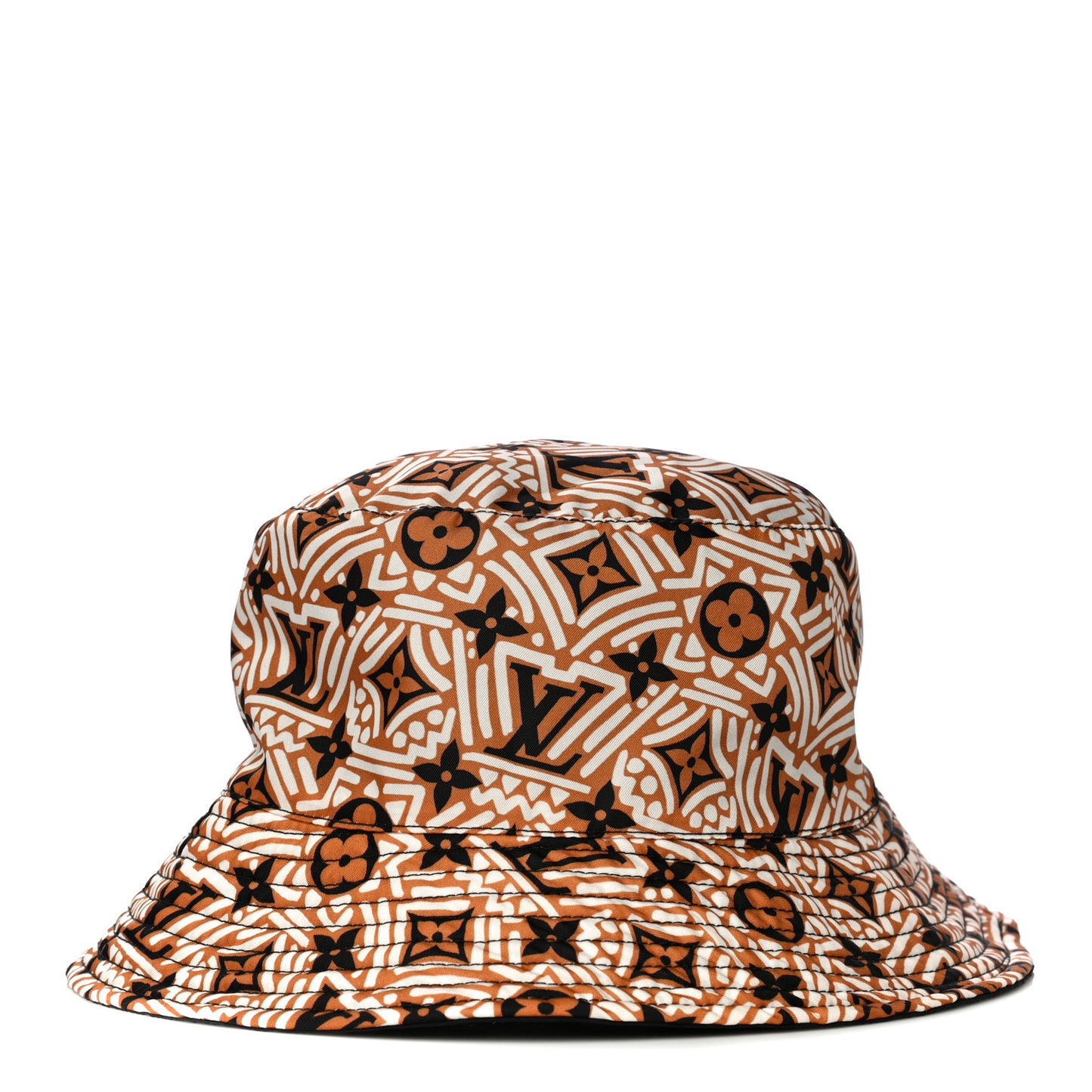 Nylon Canvas Monogram Giant Crafty Reversible Bucket Hat Black Creme Caramel