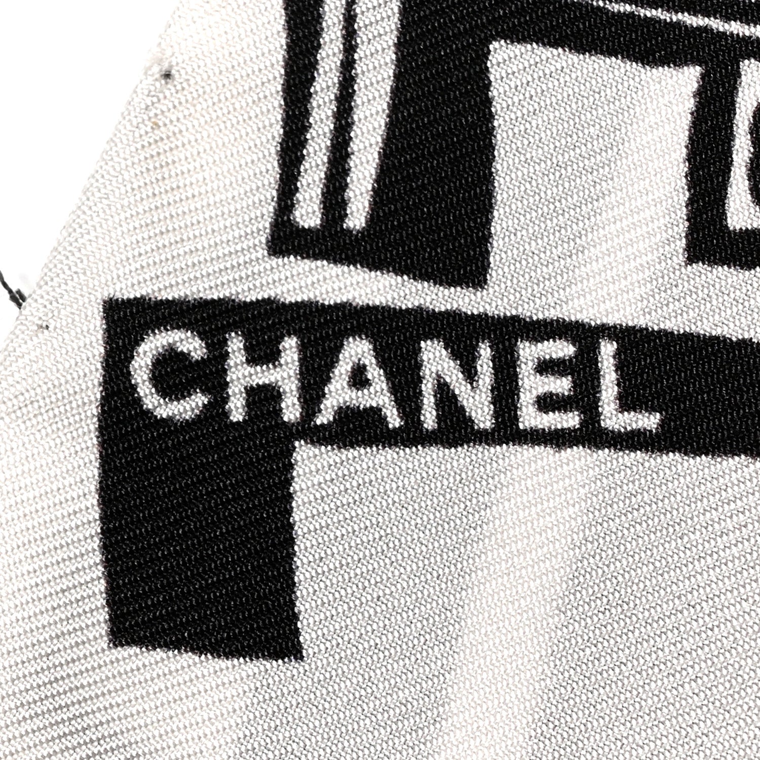 Chanel Silk CC Logo Slim Bandeau Scarf White Black 3 of 3