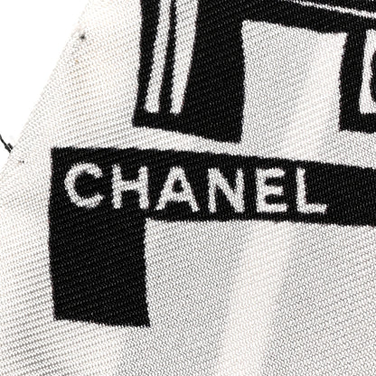 Chanel Silk CC Logo Slim Bandeau Scarf White Black 3 of 3
