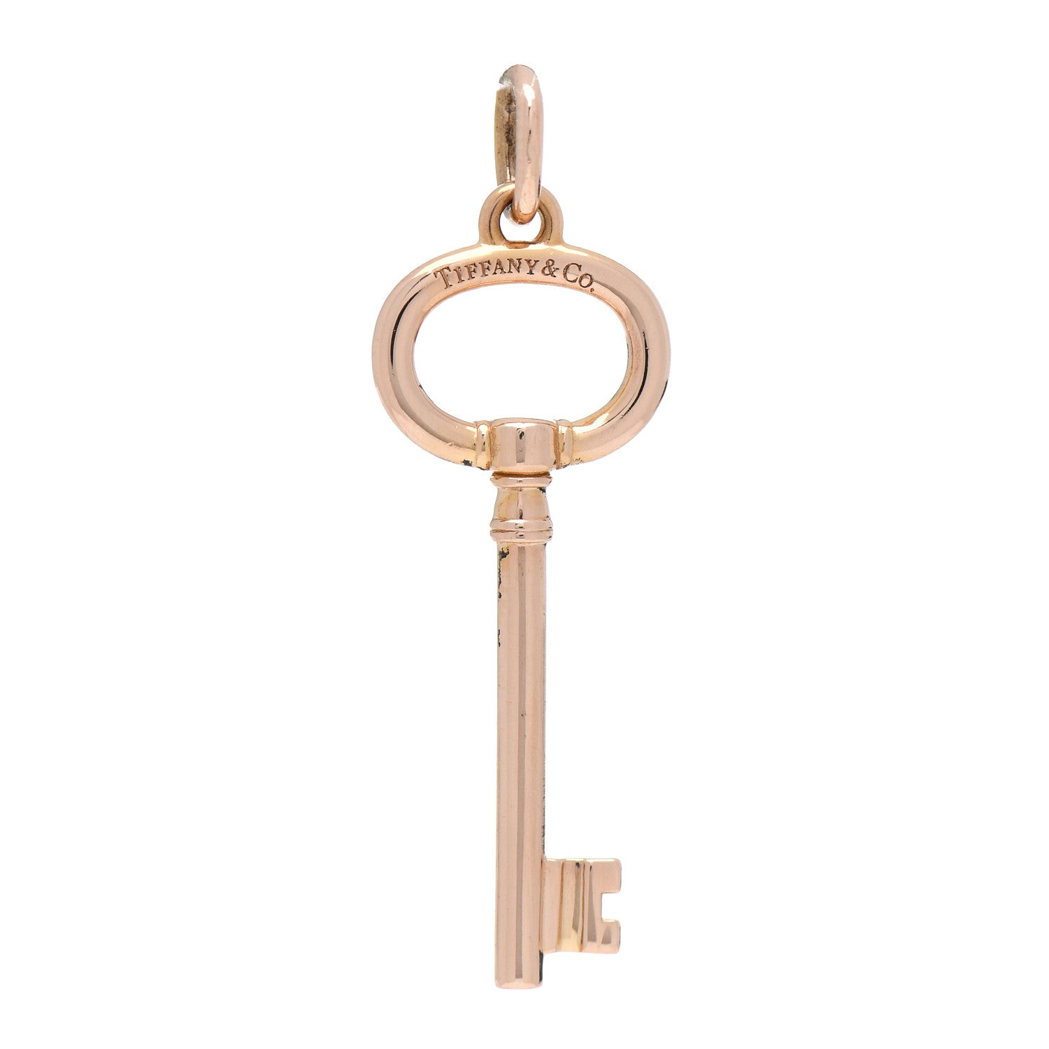 Tiffany 18K Rose Gold Small Oval Key Pendant 1 of 4