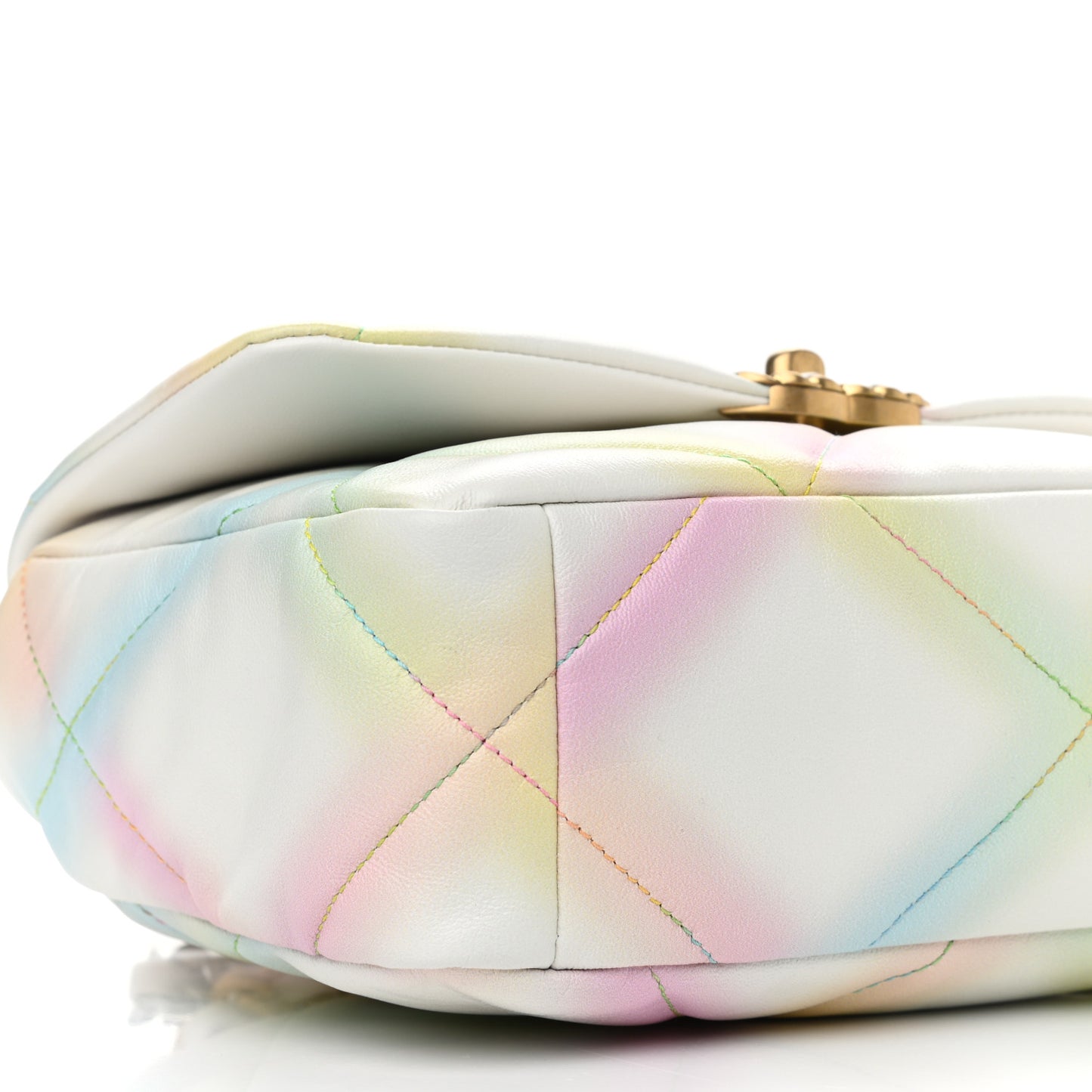 Printed Goatskin Quilted Medium Chanel 19 Flap White Multicolor