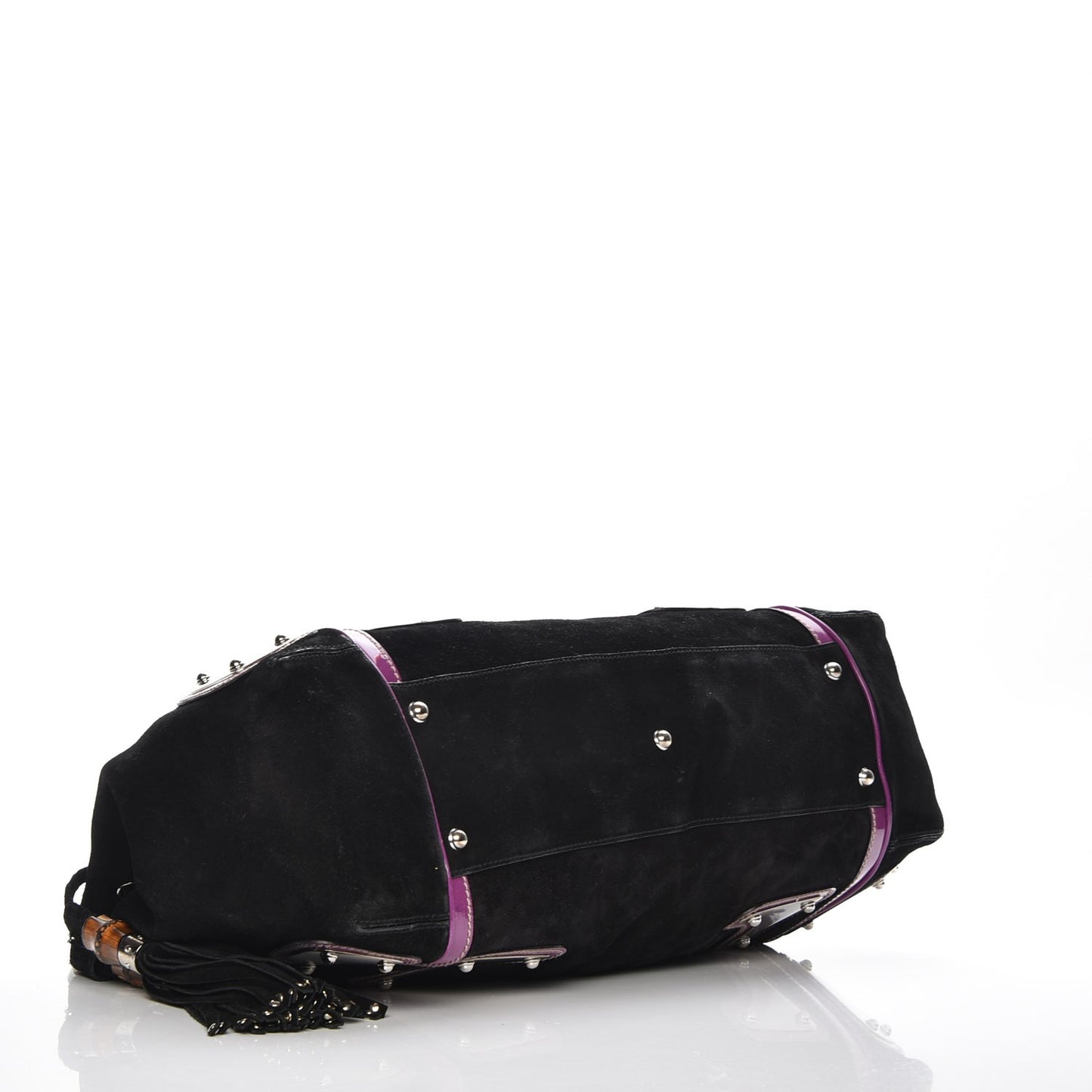 Suede Race Medium Top Handle Tote Black