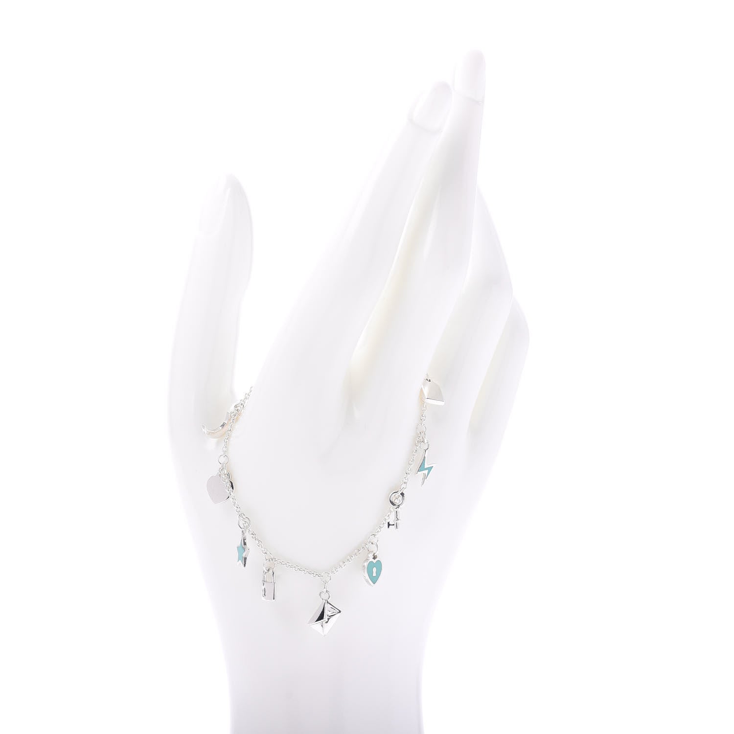 Tiffany Sterling Silver Enamel Love Notes Charm Bracelet Blue 2 of 4