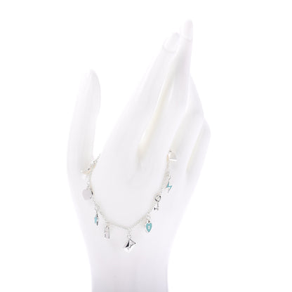 Tiffany Sterling Silver Enamel Love Notes Charm Bracelet Blue 2 of 4