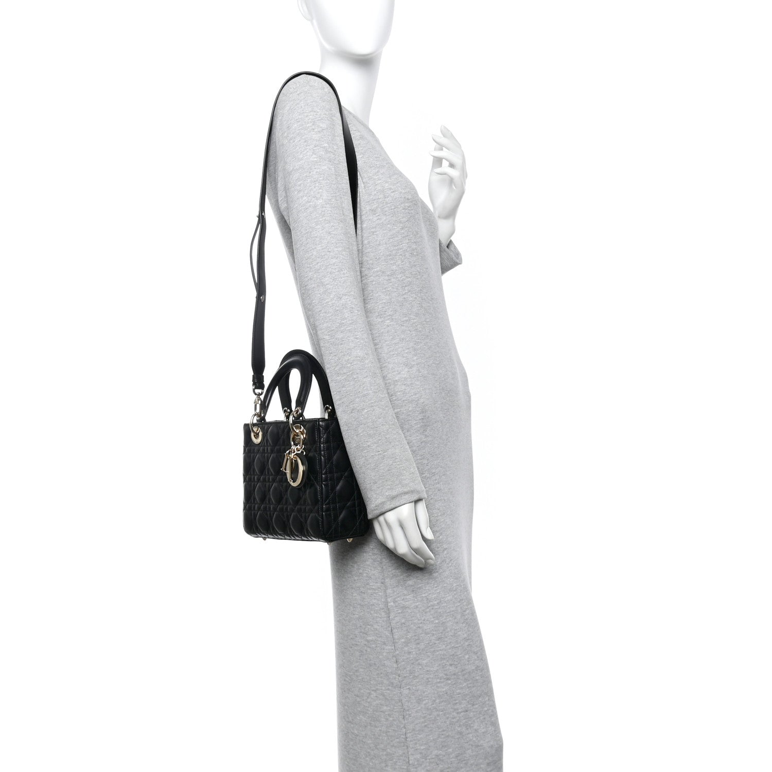 Christian Dior Lambskin Cannage Small My ABCDior Lady Dior Black 2 of 14