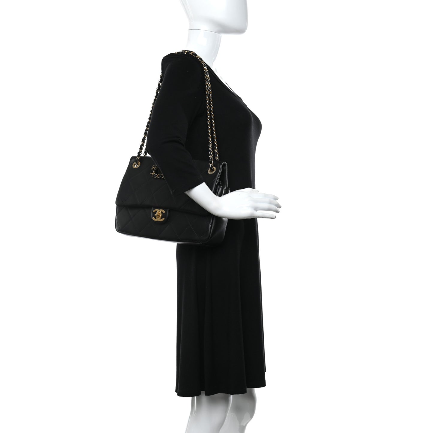 Lambskin A Real Catch Flap Bag Black
