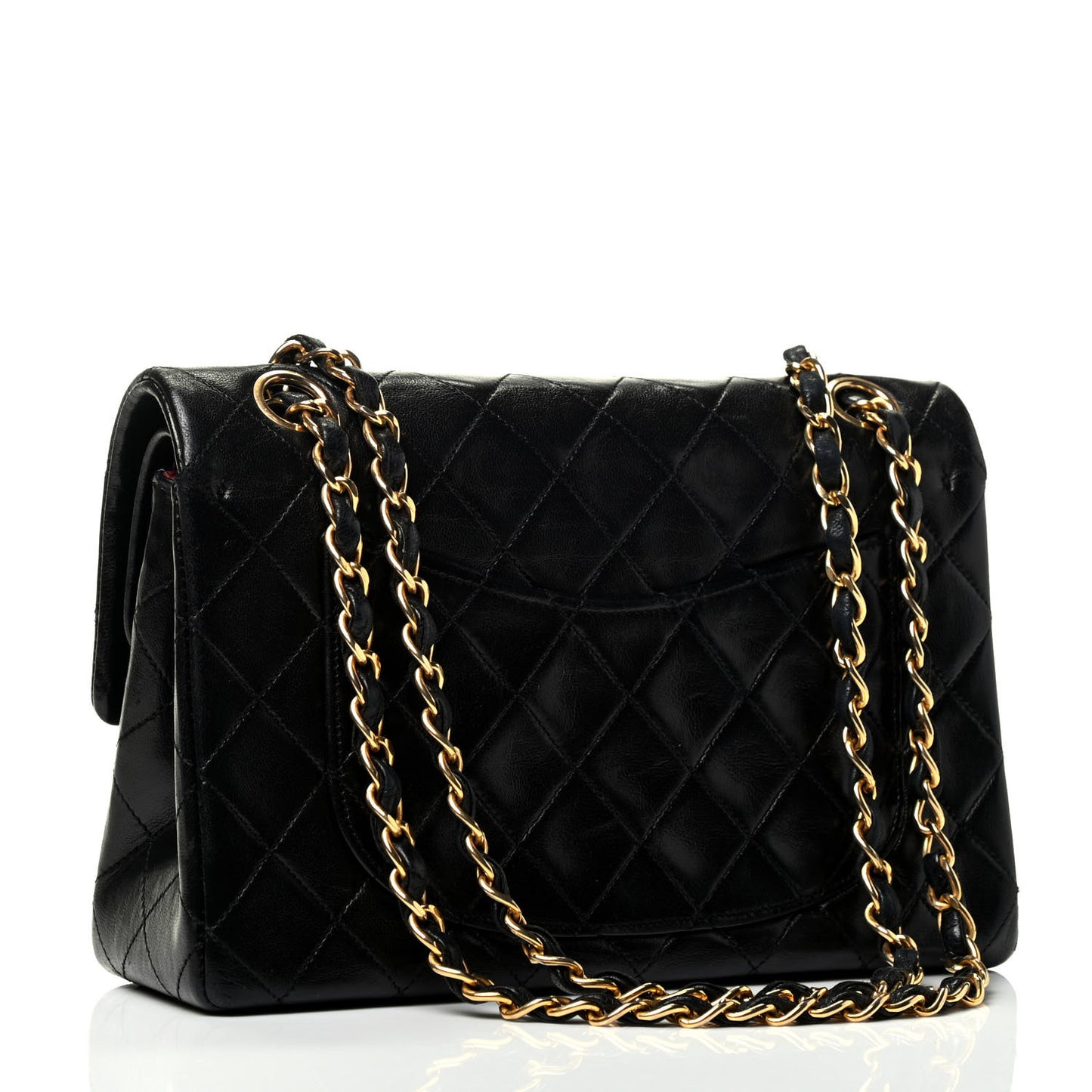 Lambskin Quilted Small Double Flap Black