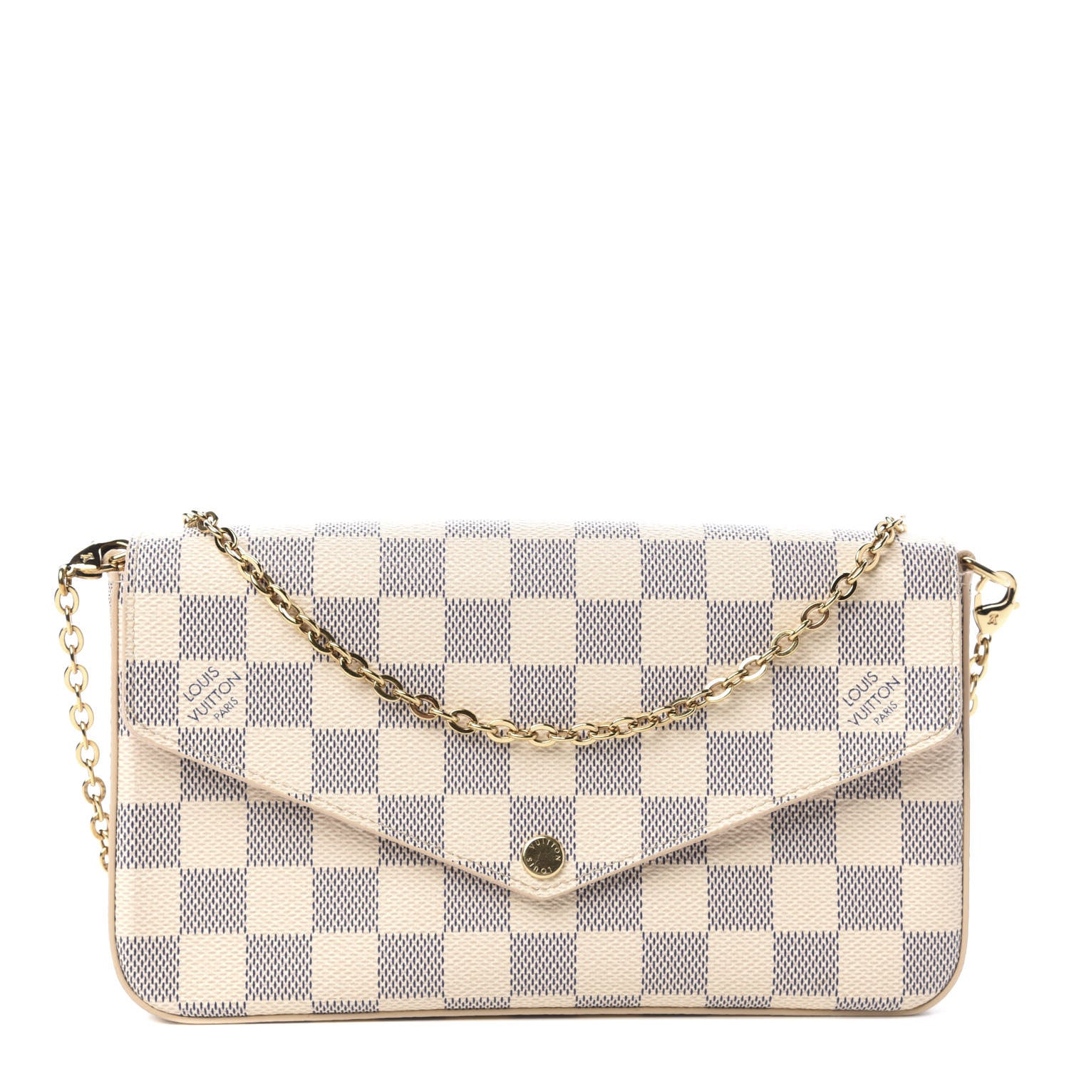 Louis Vuitton Damier Azur Pochette Felicie Chain Wallet Rose Ballerine 1 of 10