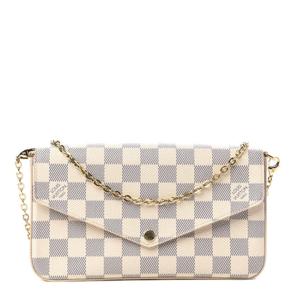 Louis Vuitton Damier Azur Pochette Felicie Chain Wallet Rose Ballerine 1 of 10